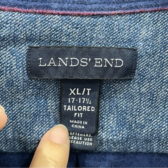 Lands End Striped Button Up Shirt 100% Baumwolle/Cotton - Picture 4 of 4